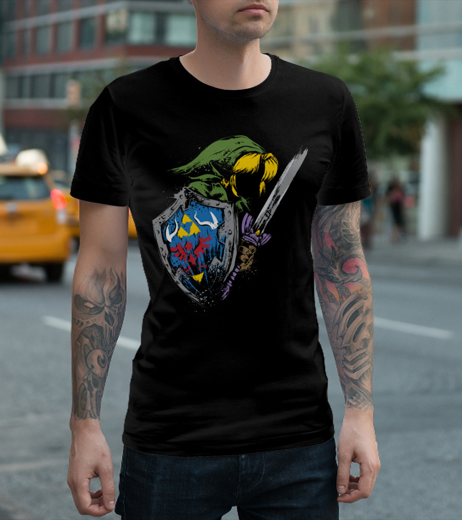 Hyrule Warrior Legend Of Zelda Link With Shield And Sword T-Shirt