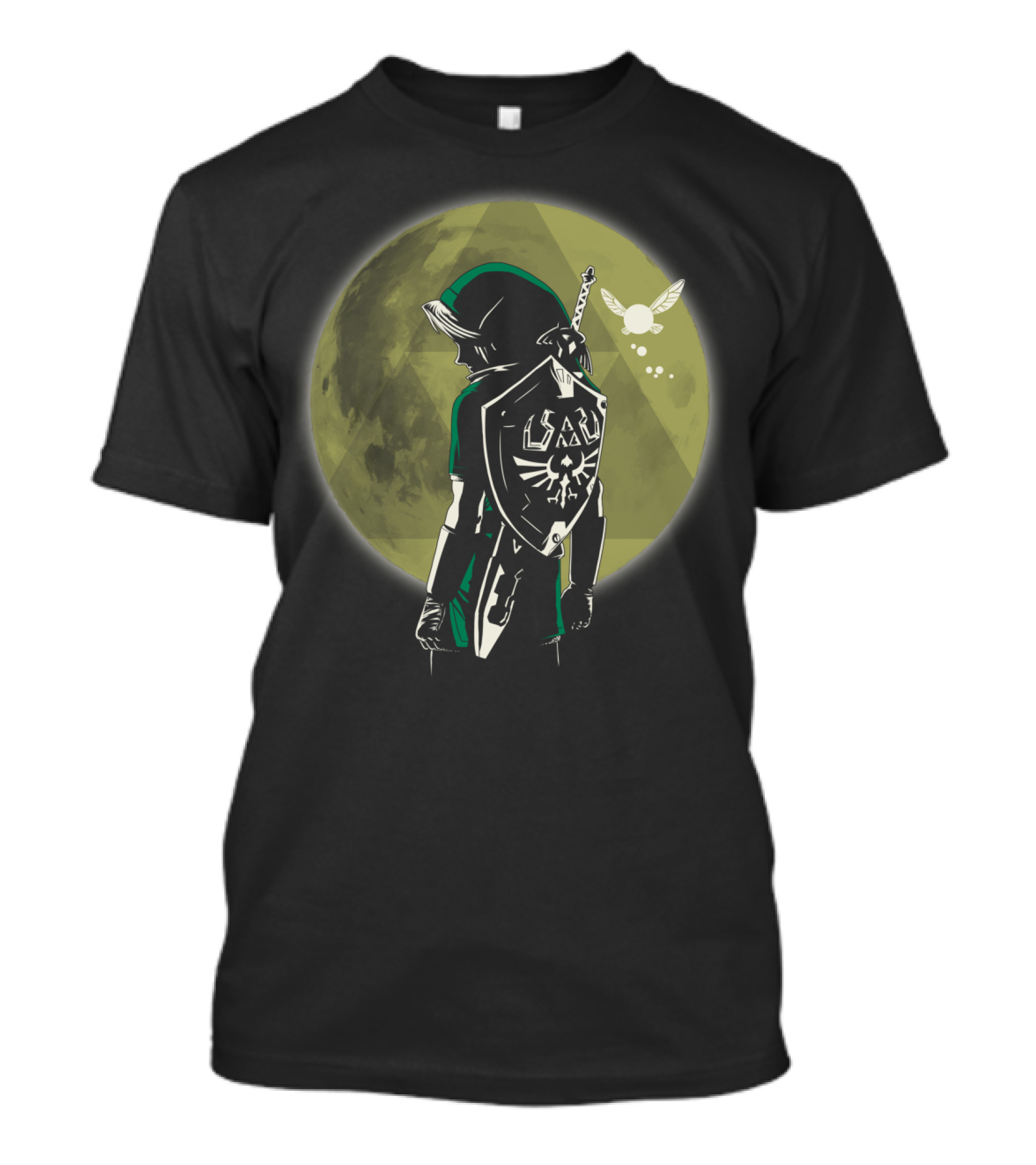 Legendary Hero Zelda Link With Shield And Navi Triforce Moon T-Shirt
