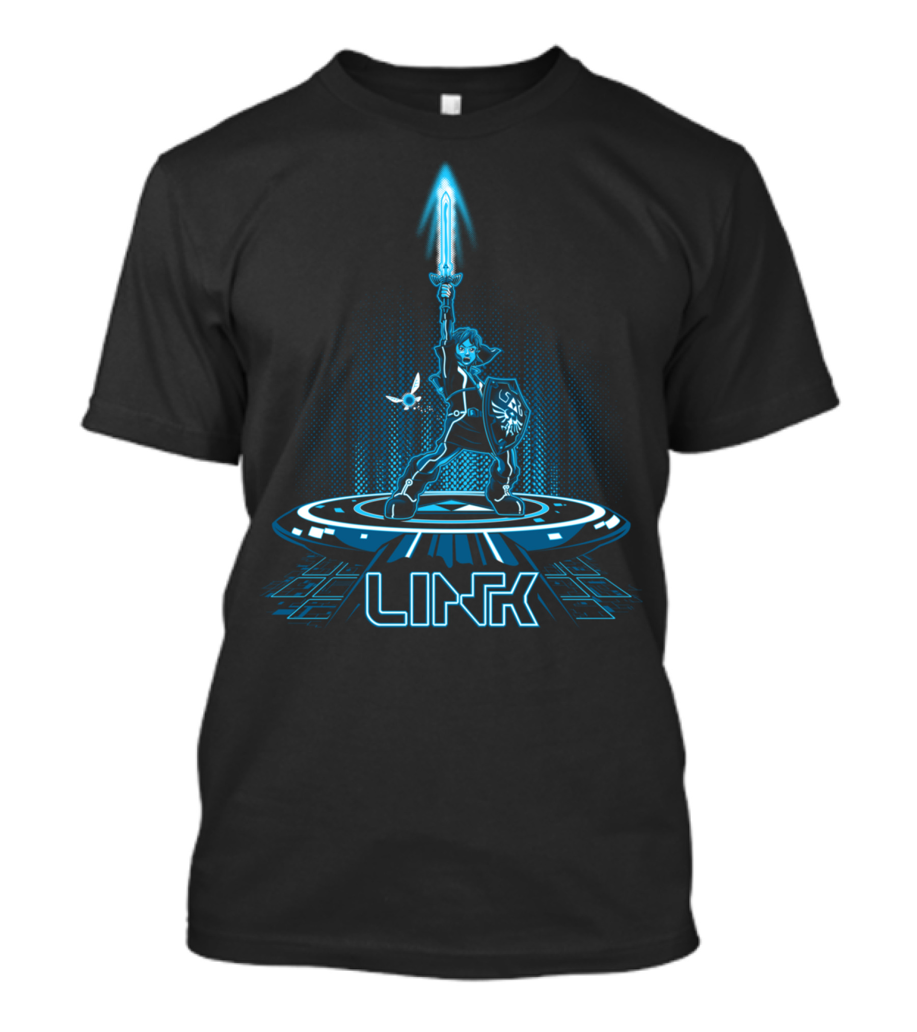LINKTRON Blue Legend Of Zelda Tron Fusion Featuring Link And Navi T-Shirt