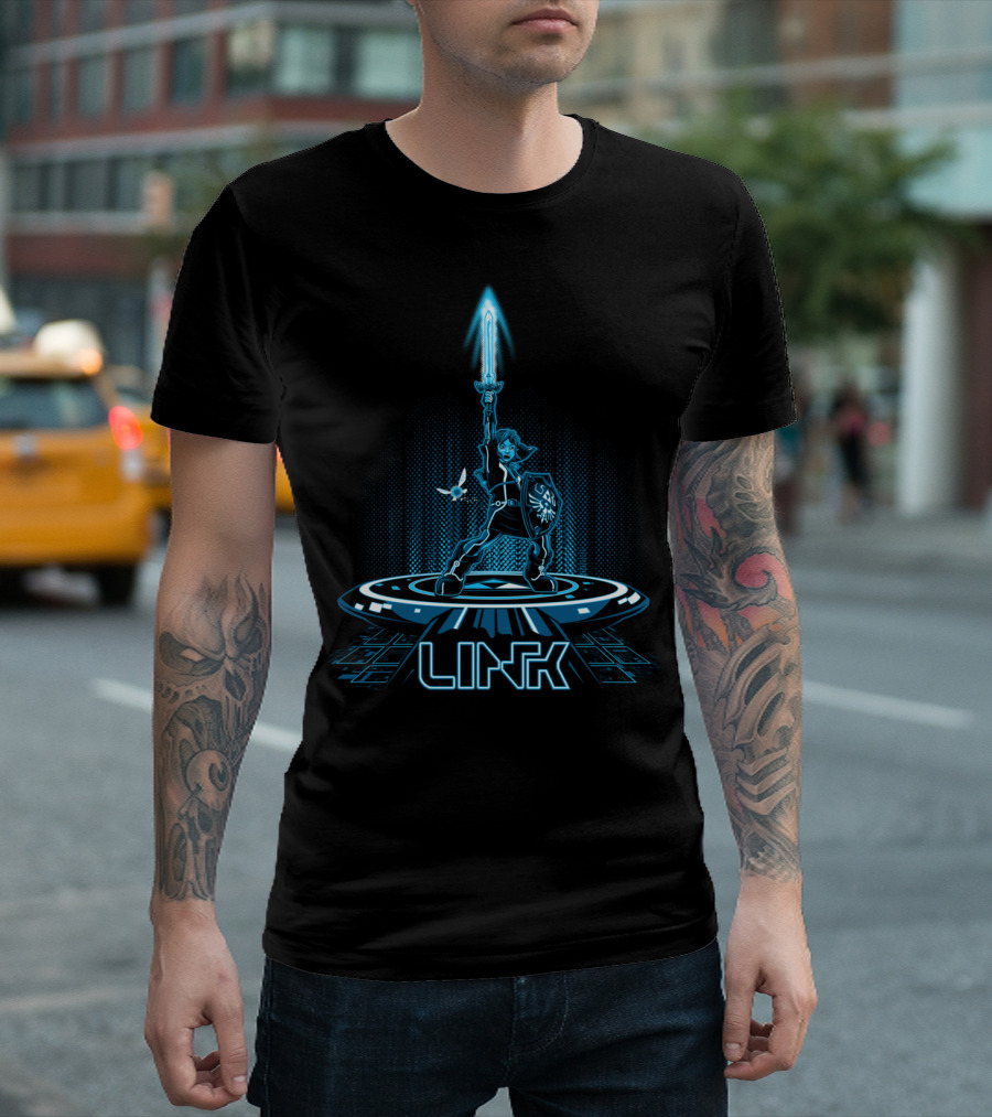 LINKTRON Blue Legend Of Zelda Tron Fusion Featuring Link And Navi T-Shirt