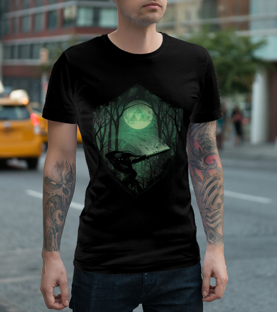 Master Sword Legend of Zelda Link Triforce Forest Scene T-Shirt