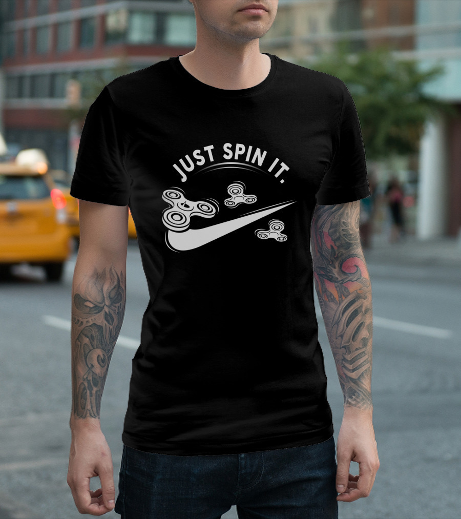 Just Spin It Fidget Spinner Parody Swoosh T-Shirt