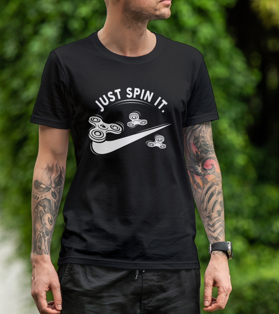 Just Spin It Fidget Spinner Parody Swoosh T-Shirt