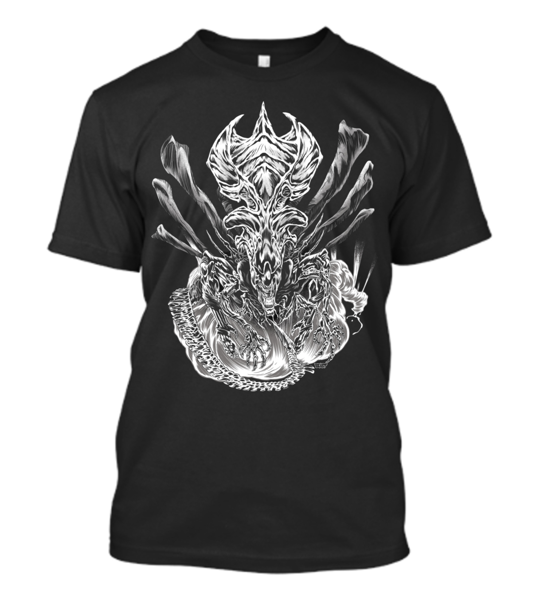Long Live The Queen Alien Black And White Monster T-Shirt