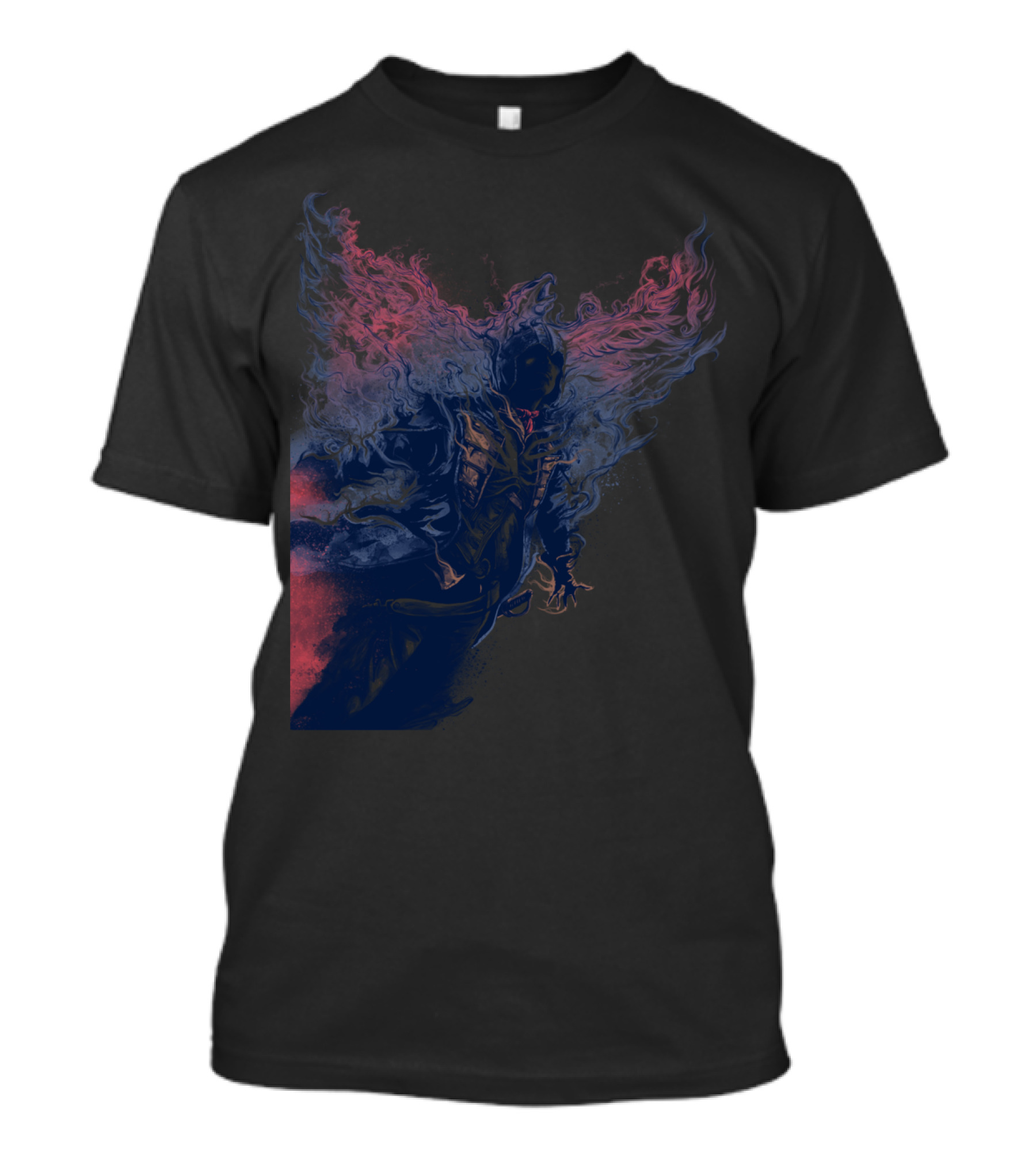 Leap Of Faith Epic Hooded Hero With Fiery Aura T-Shirt