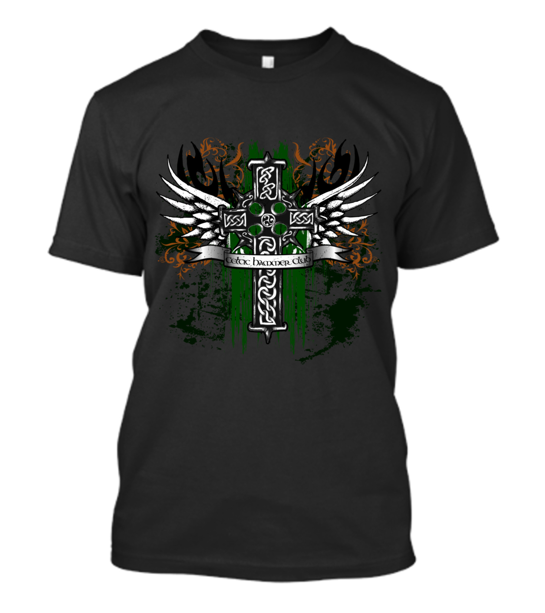 Biker Celtic Hammer Club Winged Cross Viking T-Shirt