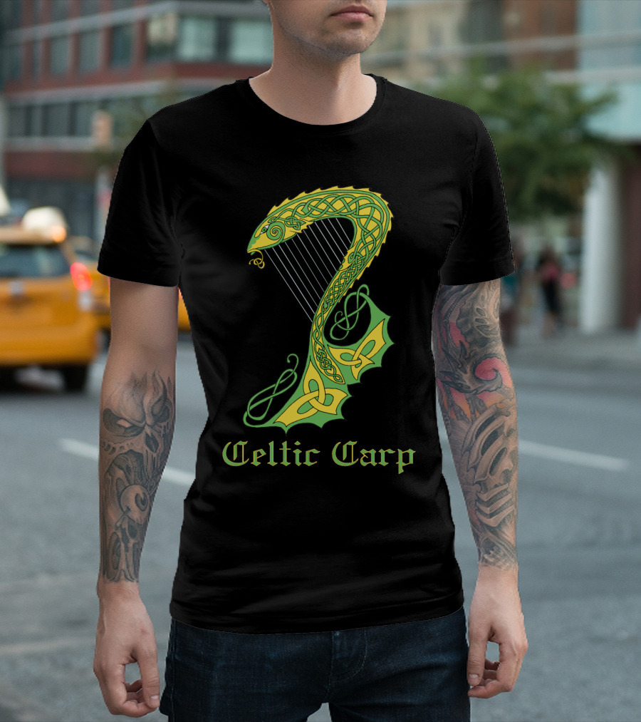 Celtic Carp Viking Knotwork Serpent Harp T-Shirt