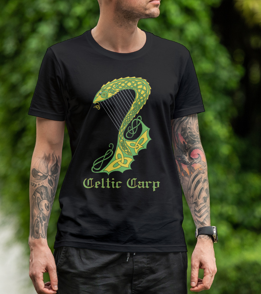 Celtic Carp Viking Knotwork Serpent Harp T-Shirt