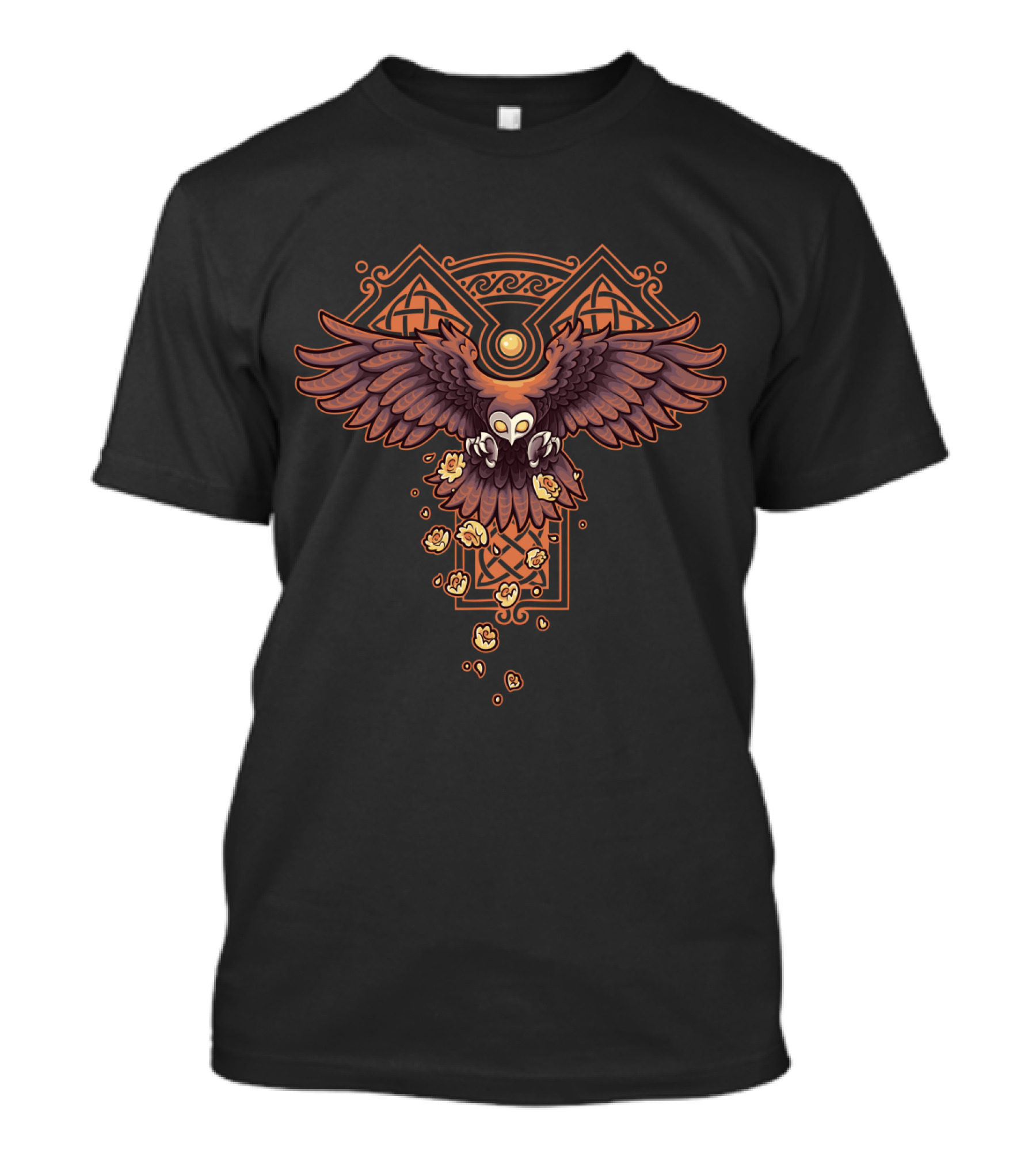 Nocturnowl Viking Celtic Owl With Knotwork Wings And Rune Fragments T-Shirt