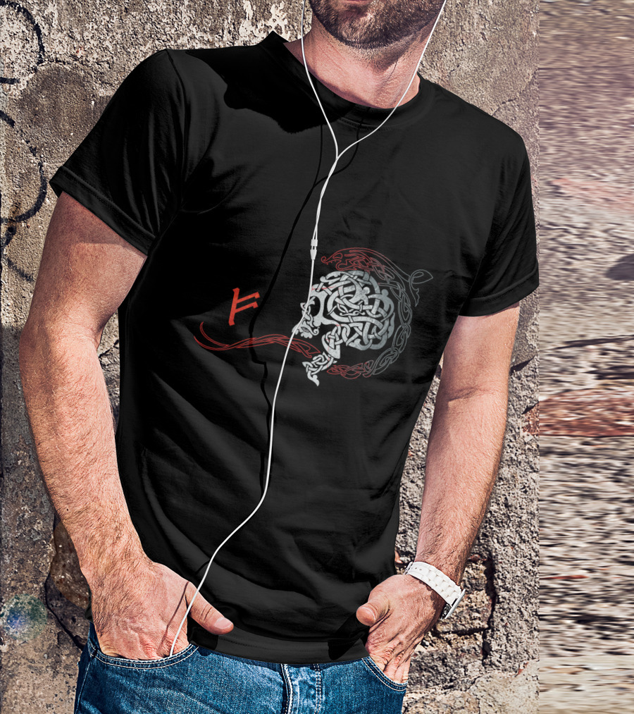 BAD WORDS Viking Norse Knotwork Skull T-Shirt