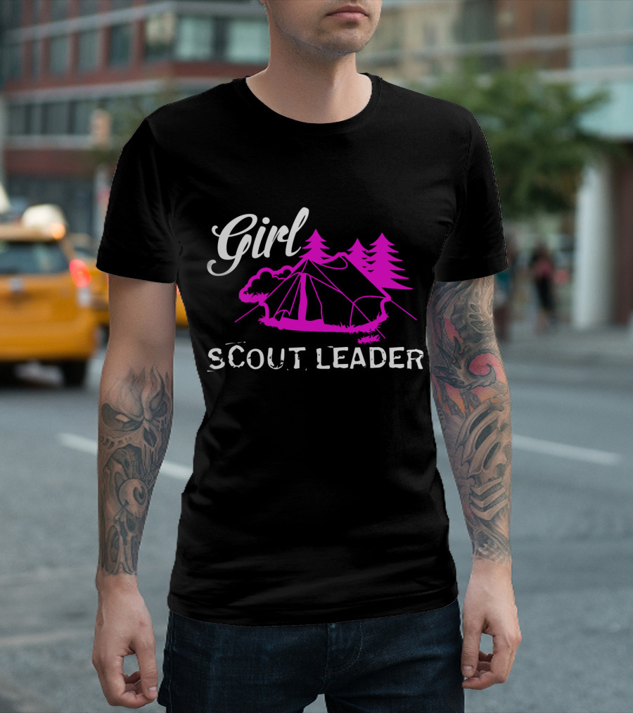 Girl Scout Leader Camping Outdoor Simple Tent Forest Scene T-Shirt