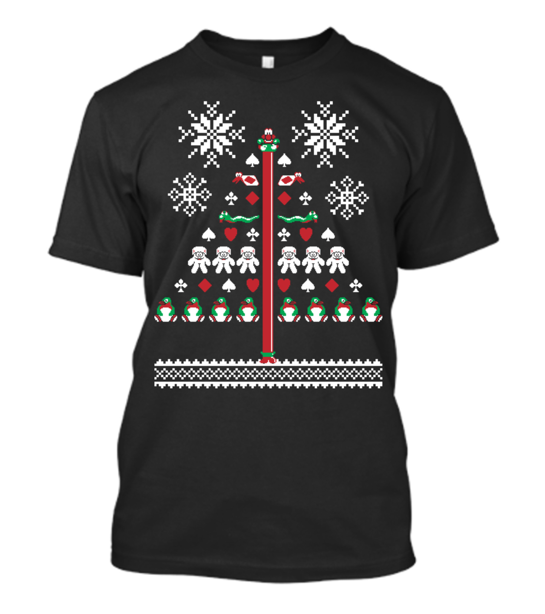 Cod Rest Ye Merry Gentlemen Snowflakes Penguins Christmas Tree Gaming T-Shirt