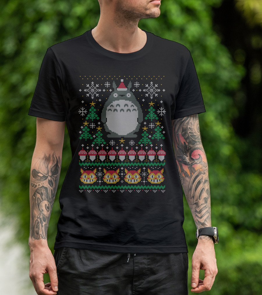 My Christmas Guest Totoro Ugly Sweater Holiday Knit T-Shirt