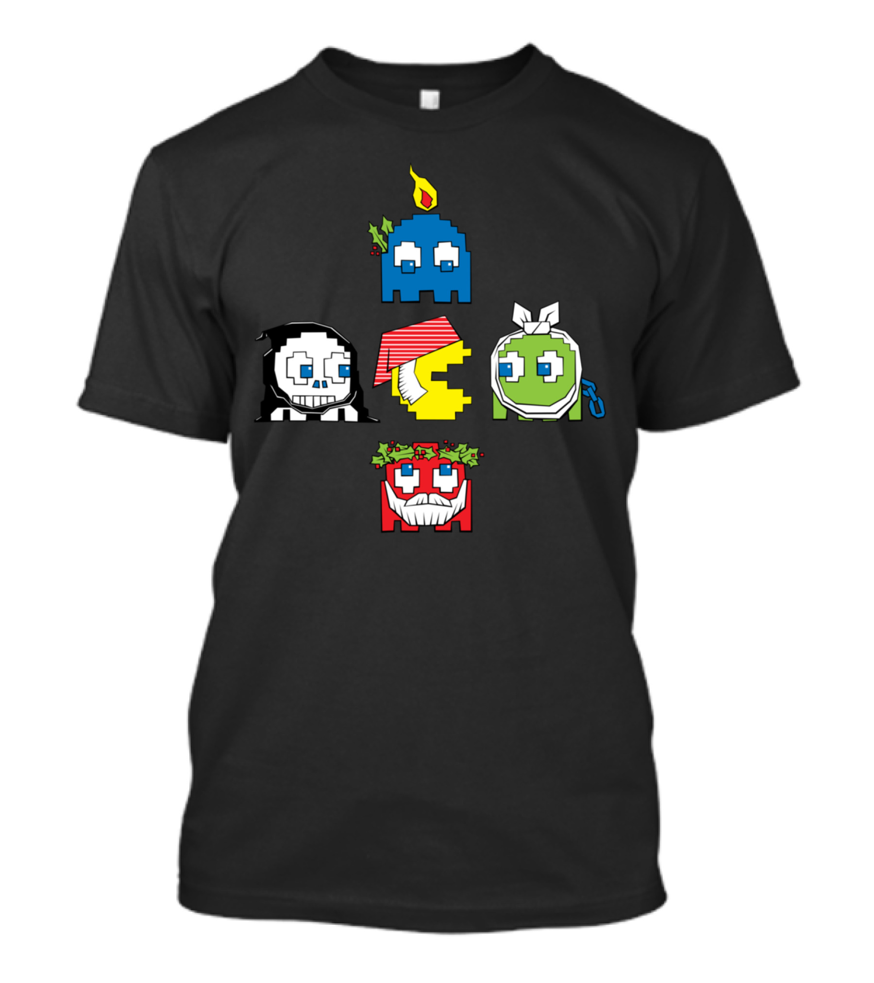 Retro Christmas Ghosts Pac-Man Inspired T-Shirt