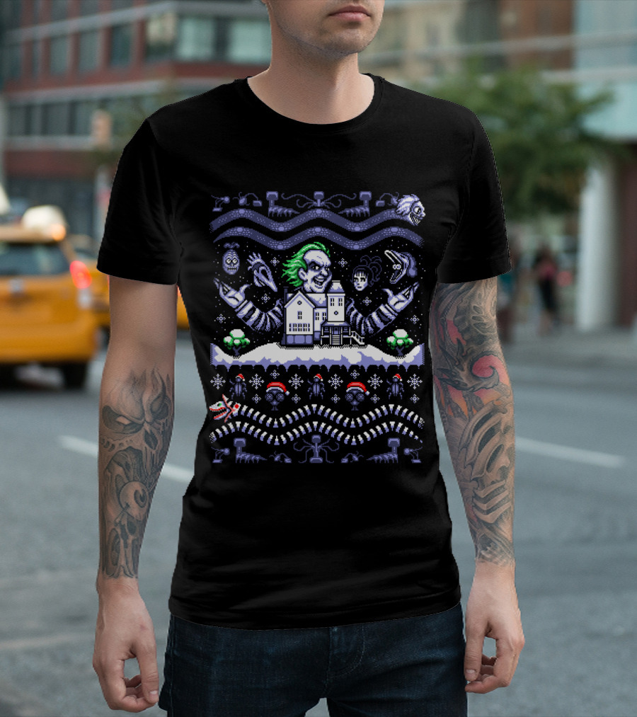 Beetlejuice Ugly Sweater Horror Holiday T-Shirt