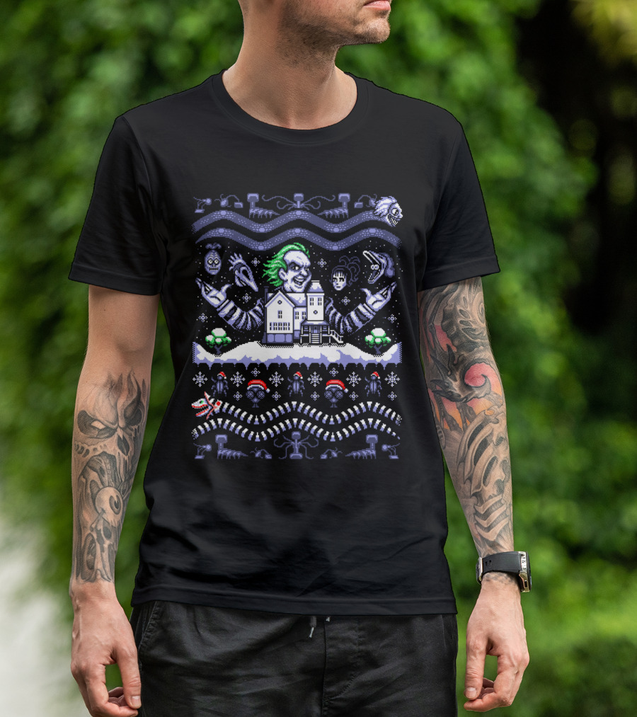 Beetlejuice Ugly Sweater Horror Holiday T-Shirt