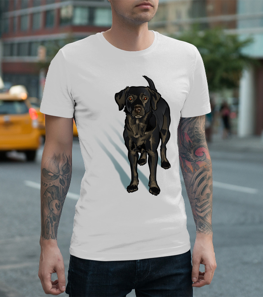 Black Lab Dog Pet Animal In The Snow T-Shirt