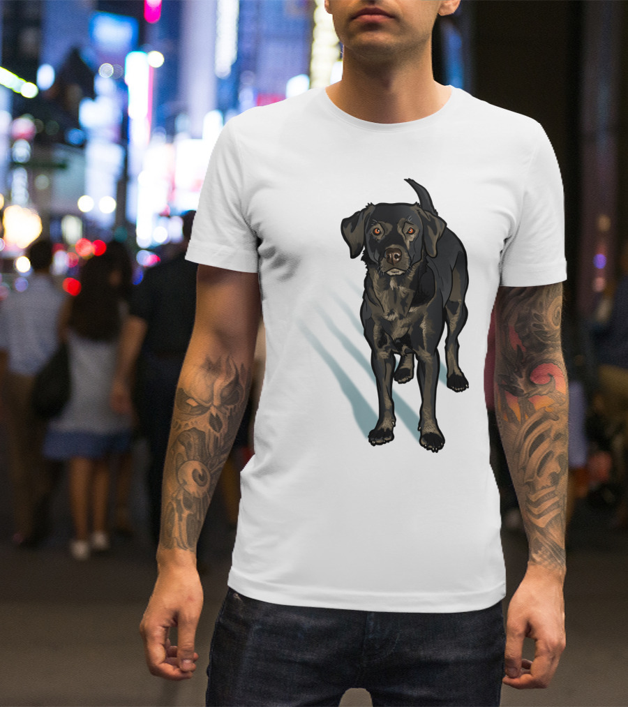 Black Lab Dog Pet Animal In The Snow T-Shirt