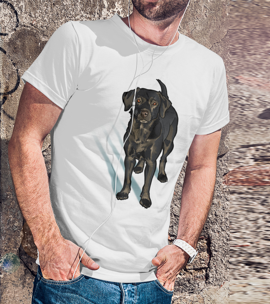 Black Lab Dog Pet Animal In The Snow T-Shirt