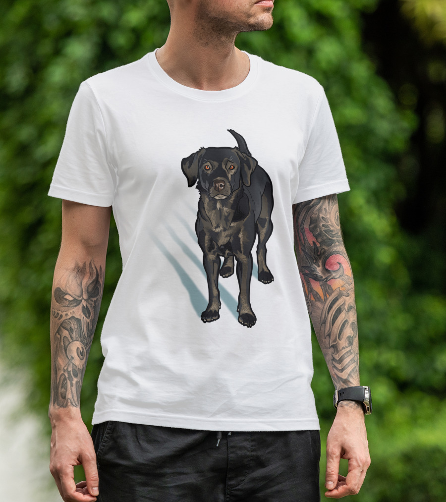 Black Lab Dog Pet Animal In The Snow T-Shirt