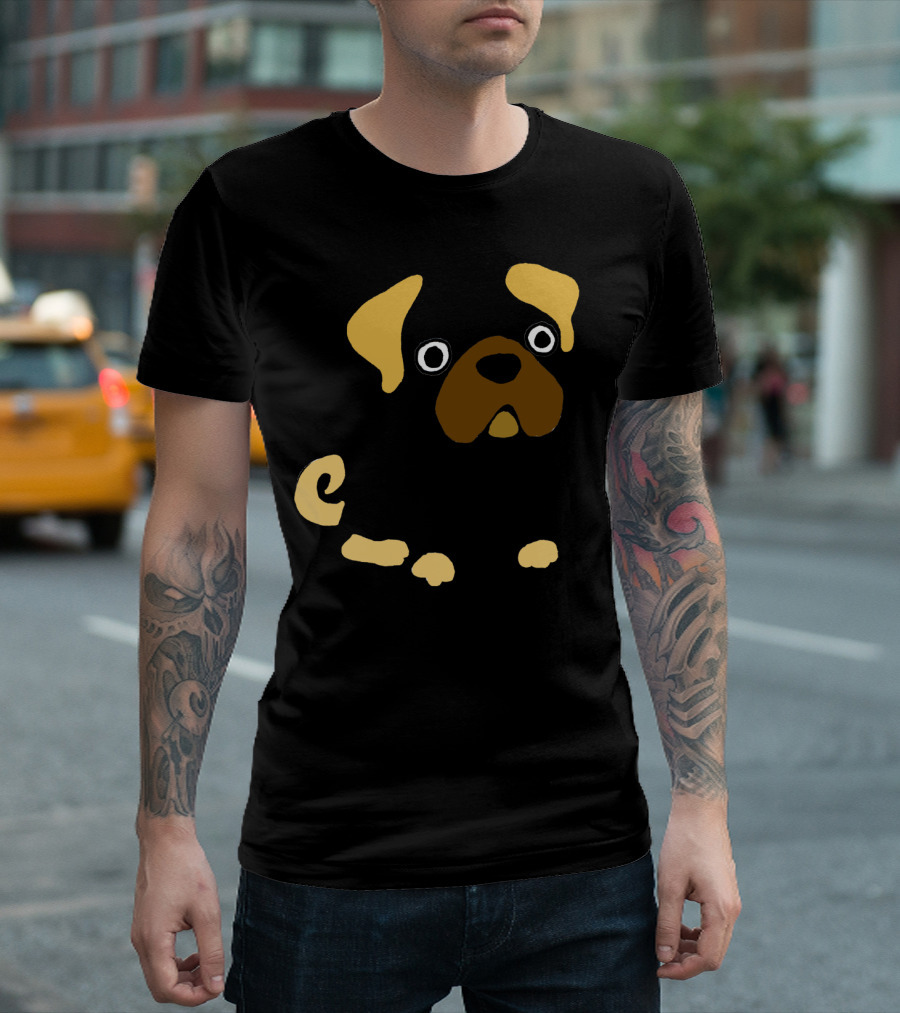 Cool Funny Funky Pug Dog Minimalist Cartoon T-Shirt