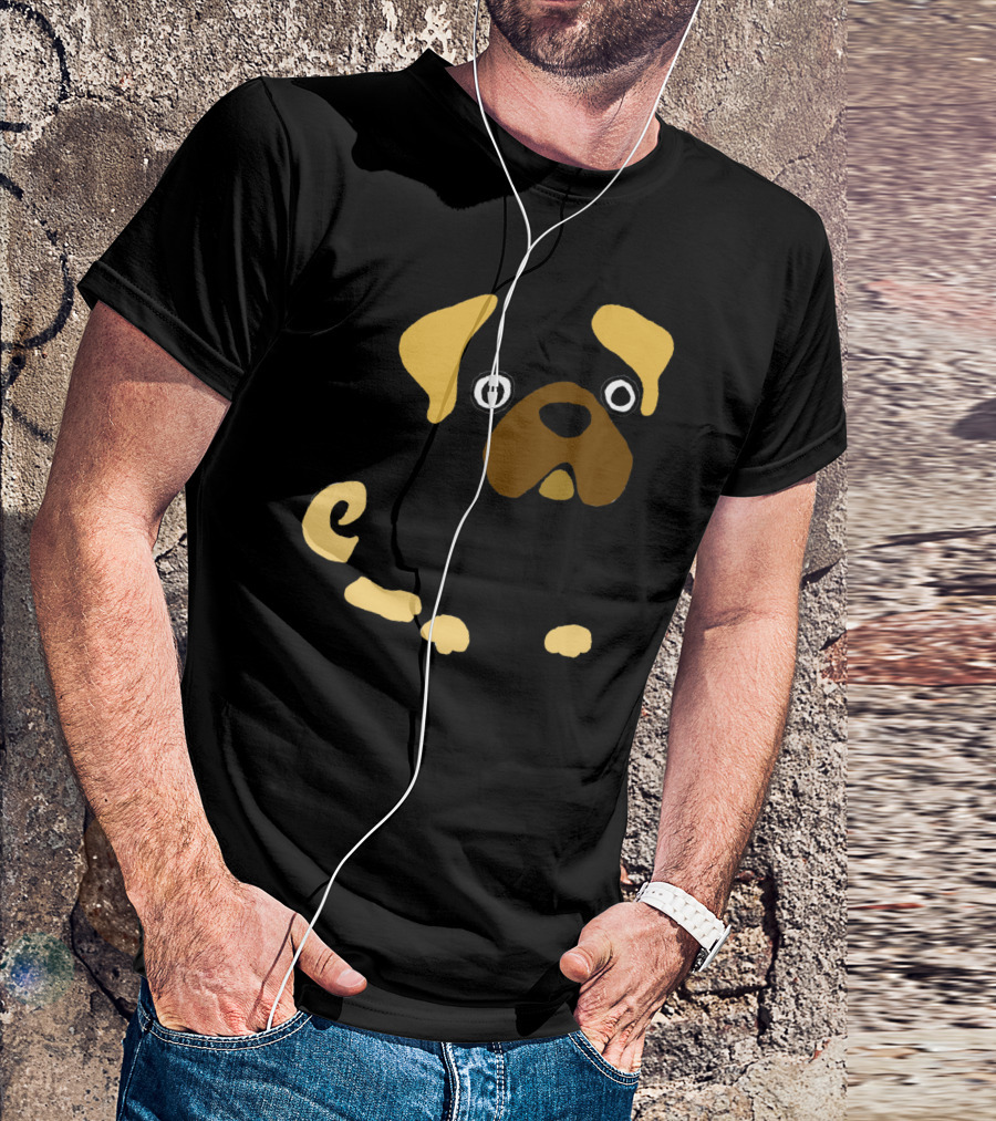 Cool Funny Funky Pug Dog Minimalist Cartoon T-Shirt