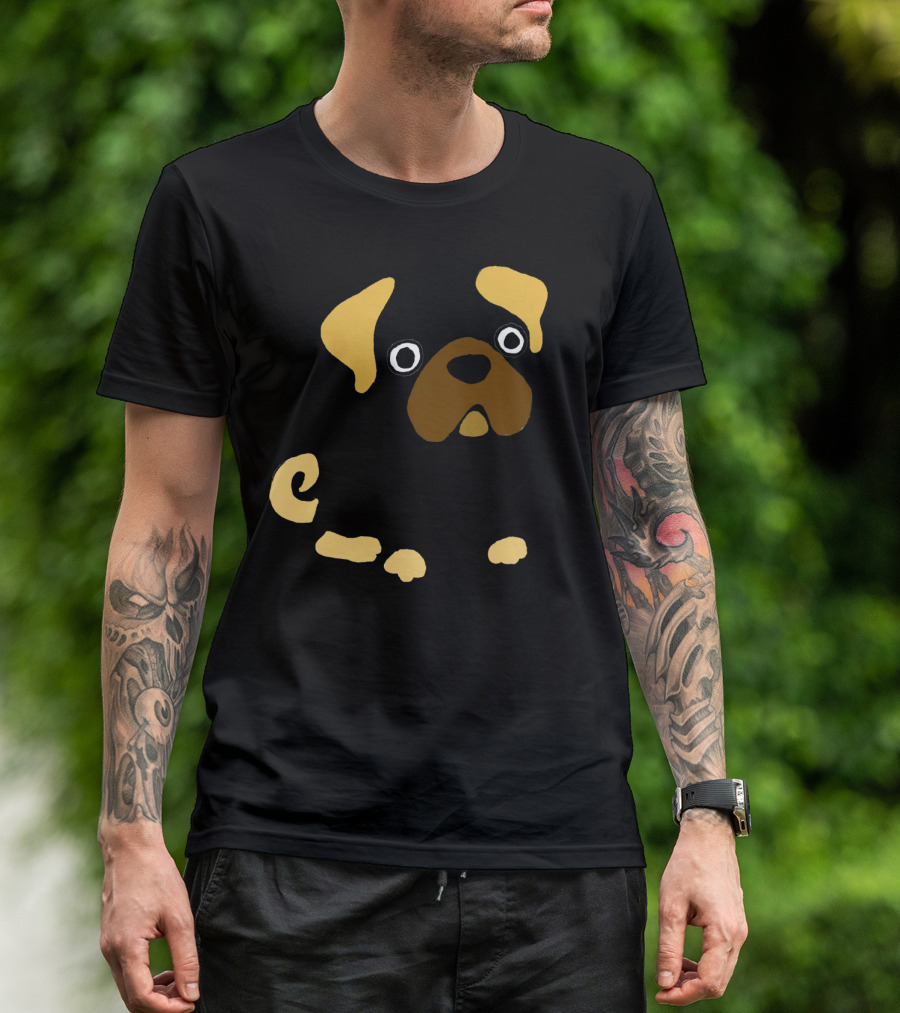 Cool Funny Funky Pug Dog Minimalist Cartoon T-Shirt