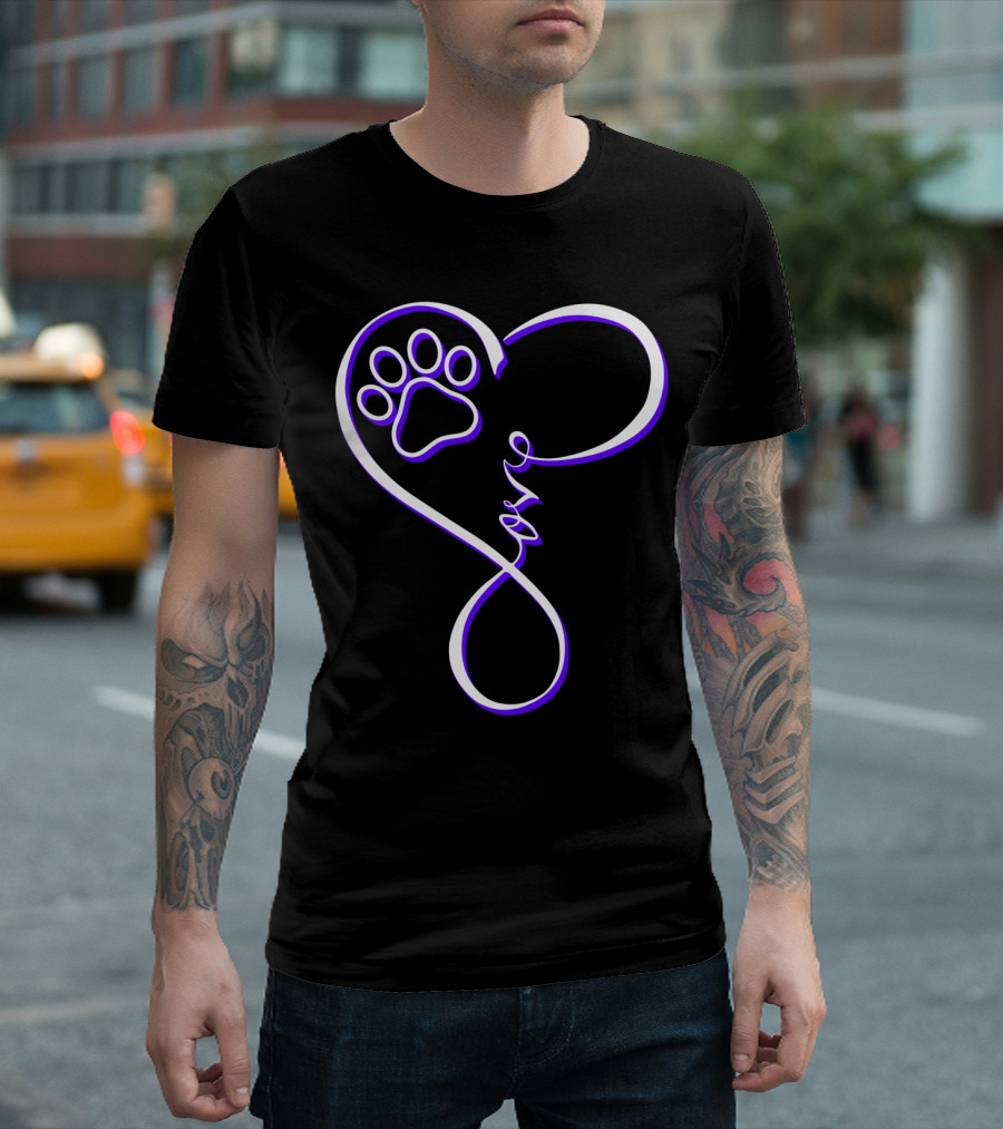 Paw Heartbeat Love Infinity Dog Pet Animal T-Shirt