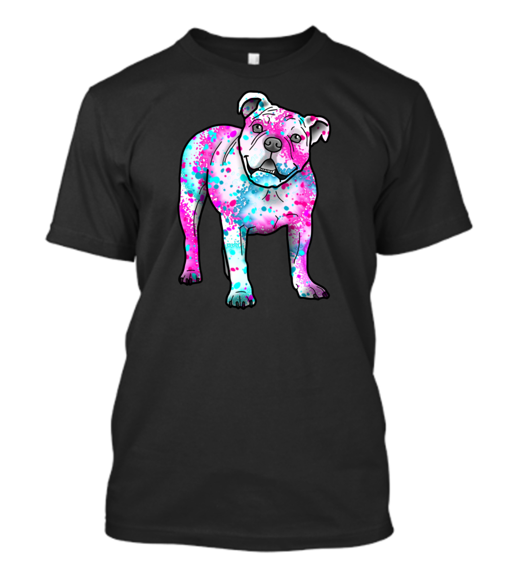 American Bulldog Colorful Watercolor Splash T-Shirt