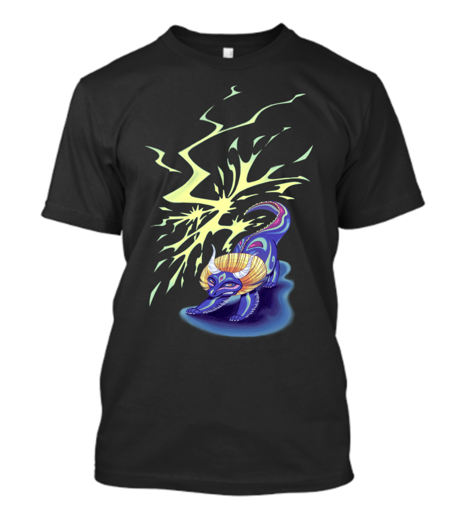 Asian Thunder Dragon Neon Lightning Burst T-Shirt