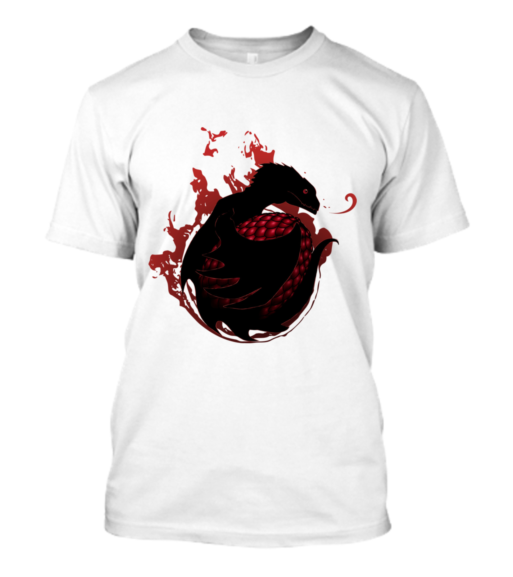 Black Dragon Fiery Silhouette Red Scales T-Shirt