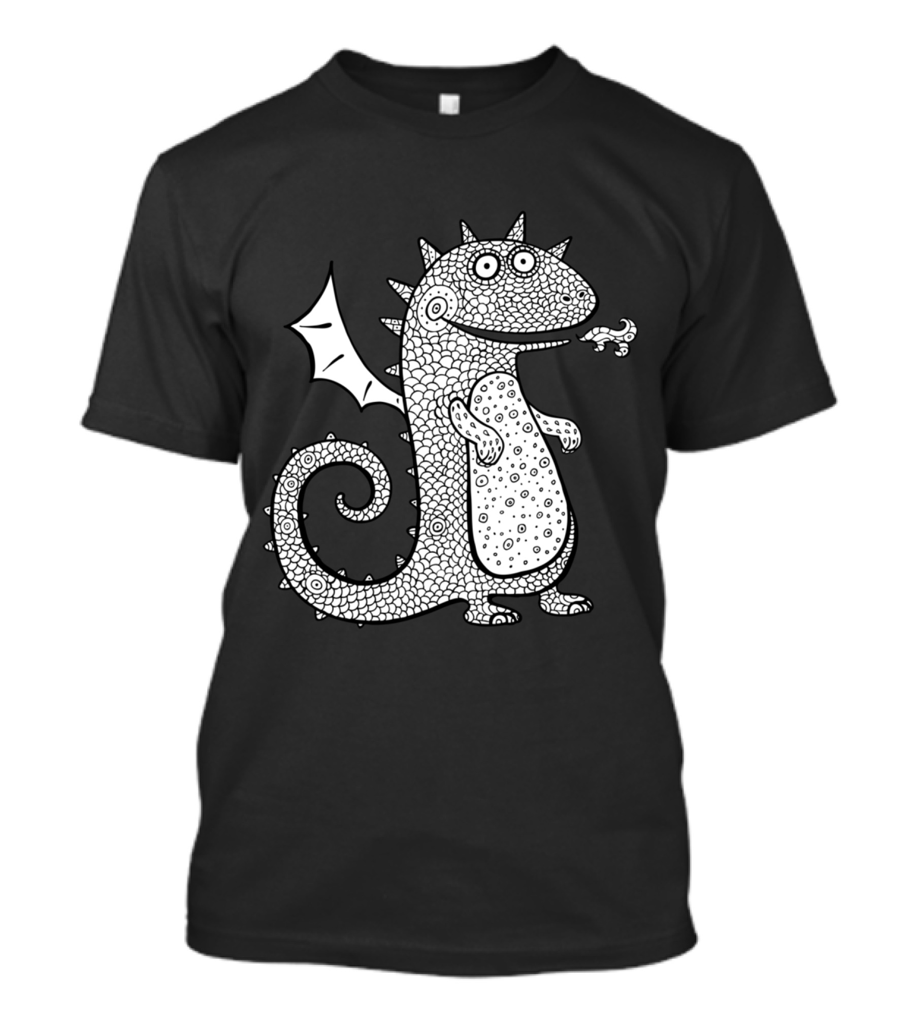 Cartoon Dragon With Spiky Scales And Smiling Expression T-Shirt