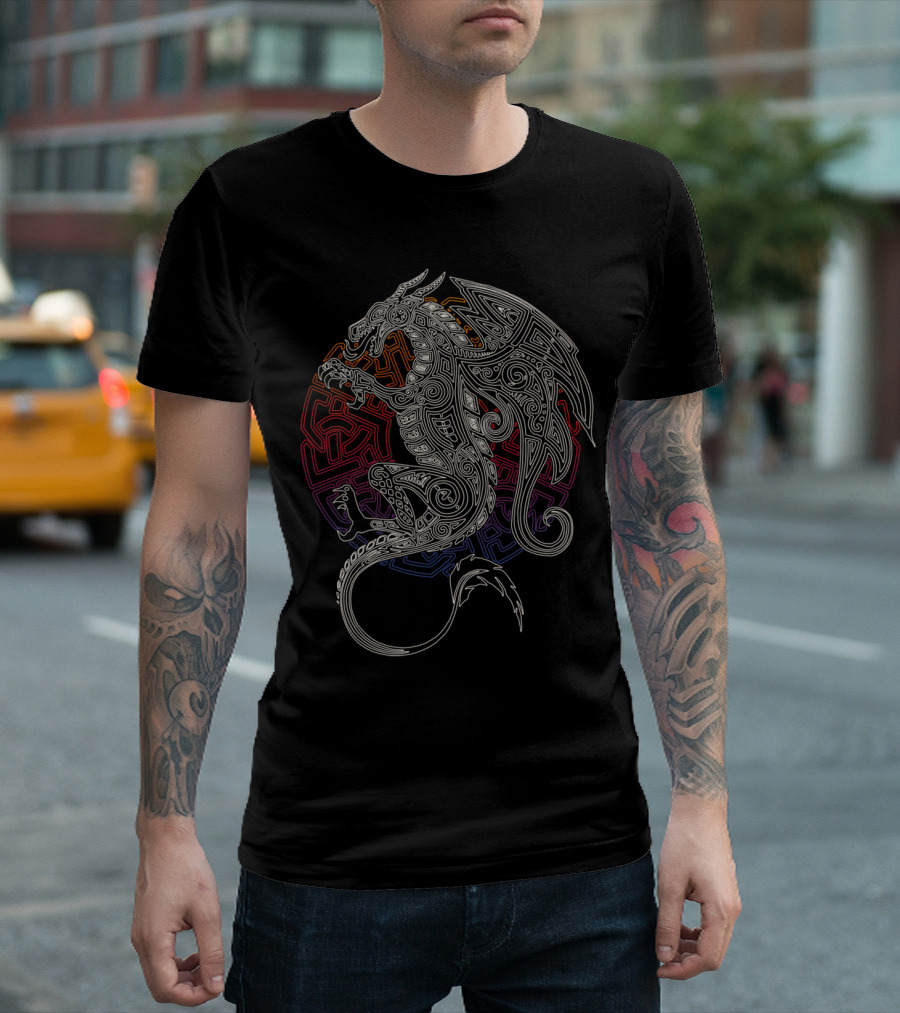 Celtic Dragon Design with Intricate T-Shirt