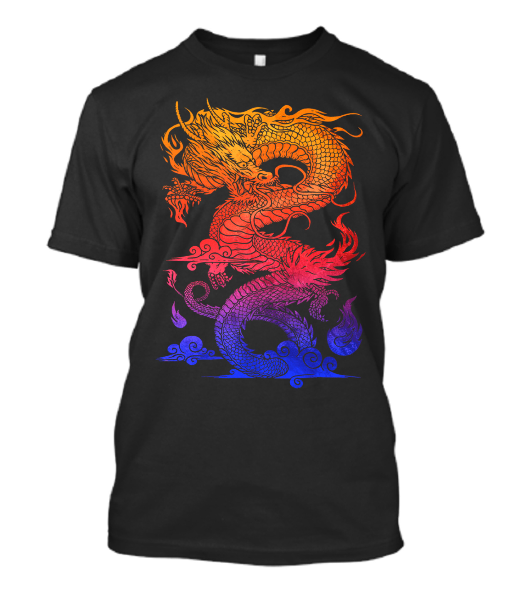 Vibrant Chinese Dragon With Fiery And Oceanic Elements T-Shirt