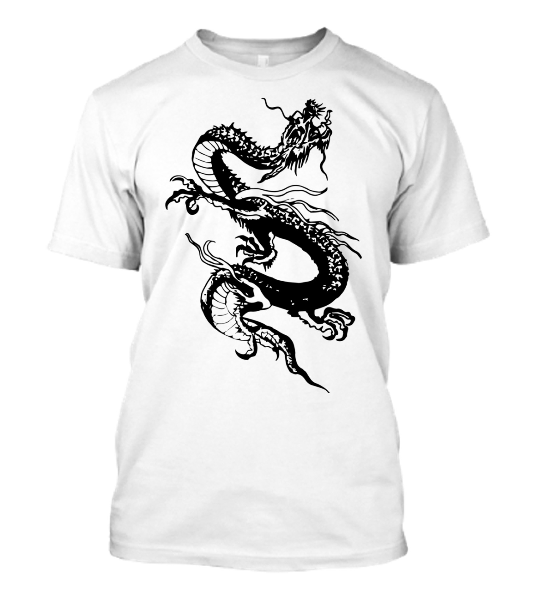 Dragon Black Asian Style Serpent Motif T-Shirt