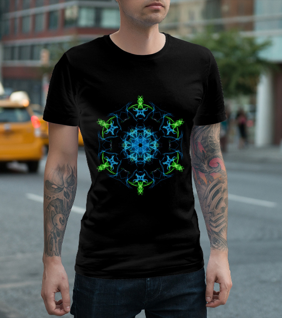 Dragon Blue Kaleidoscope Mandala T-Shirt