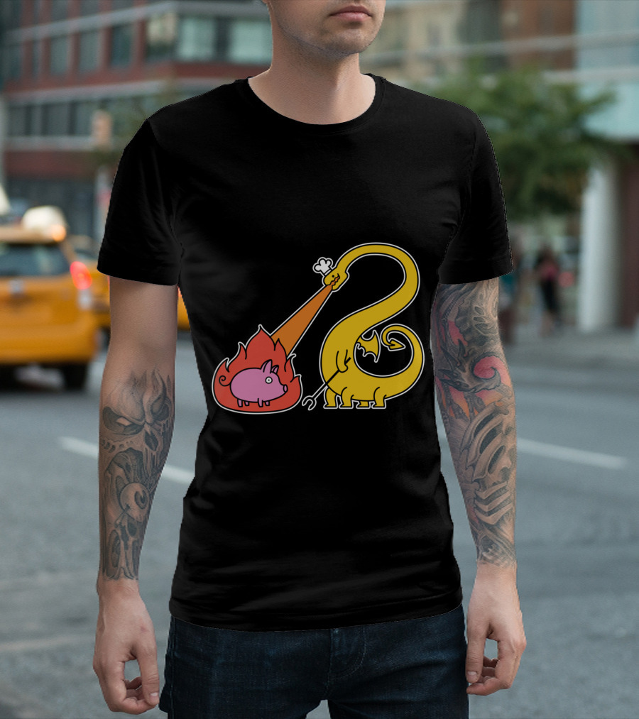 Dragon Roasting Pig Over Fire T-Shirt