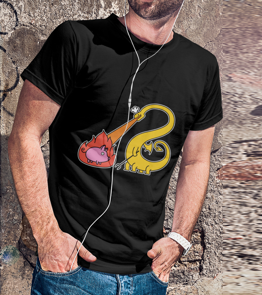 Dragon Roasting Pig Over Fire T-Shirt