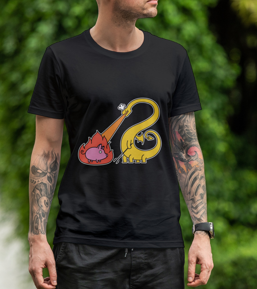 Dragon Roasting Pig Over Fire T-Shirt