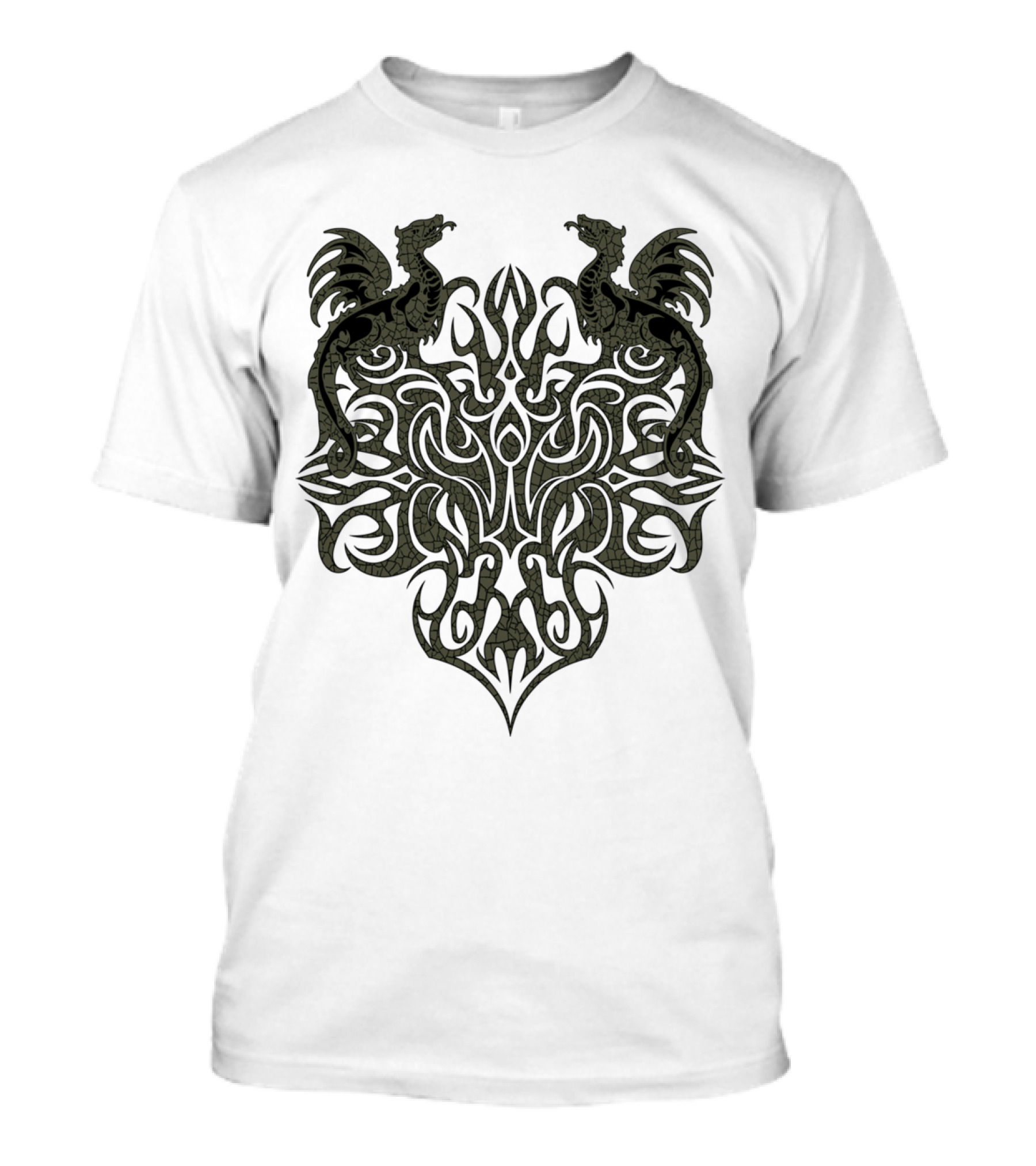 Dragon Crest Intricate Dual Dragon Emblem T-Shirt