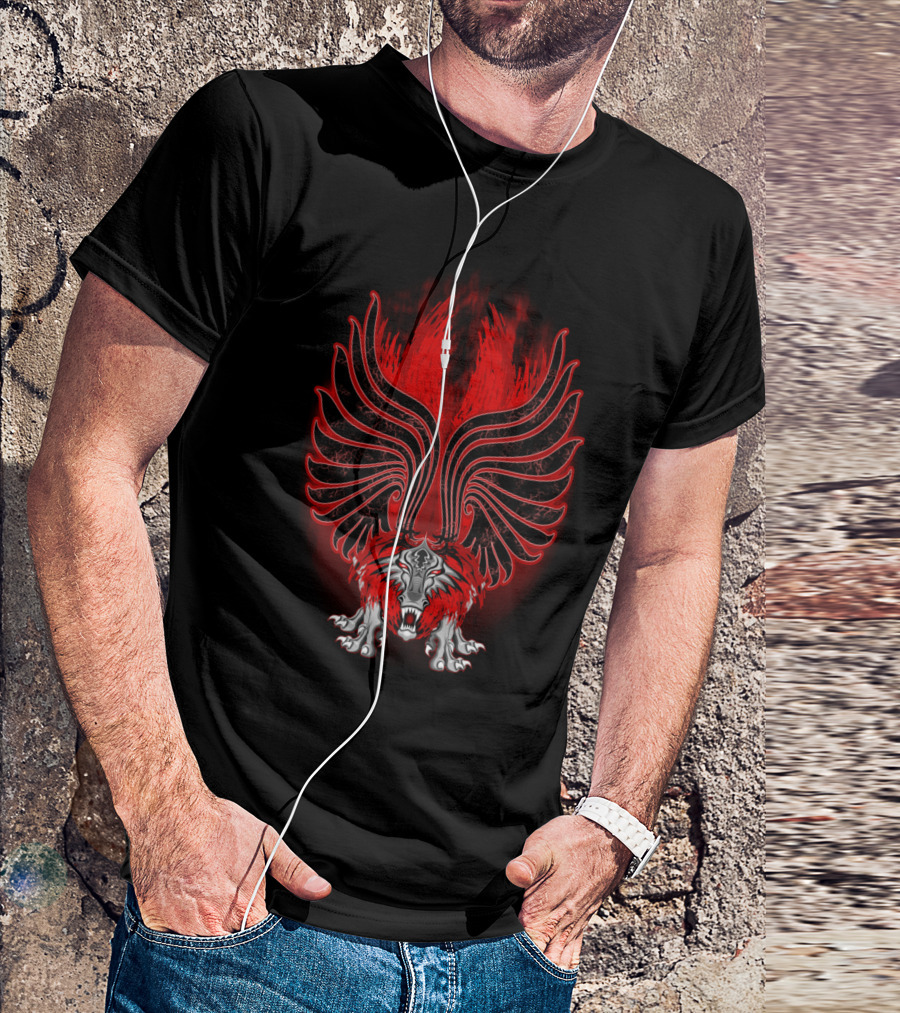 Dragon Gargoyle Fiery Winged Tattoo T-Shirt