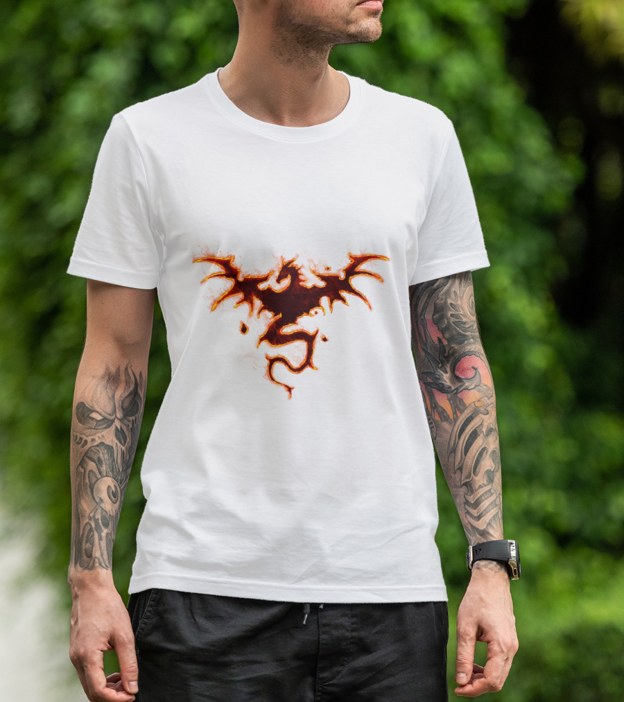 Dragon Mark Fiery Emblem Flames Twisted Wings T-Shirt