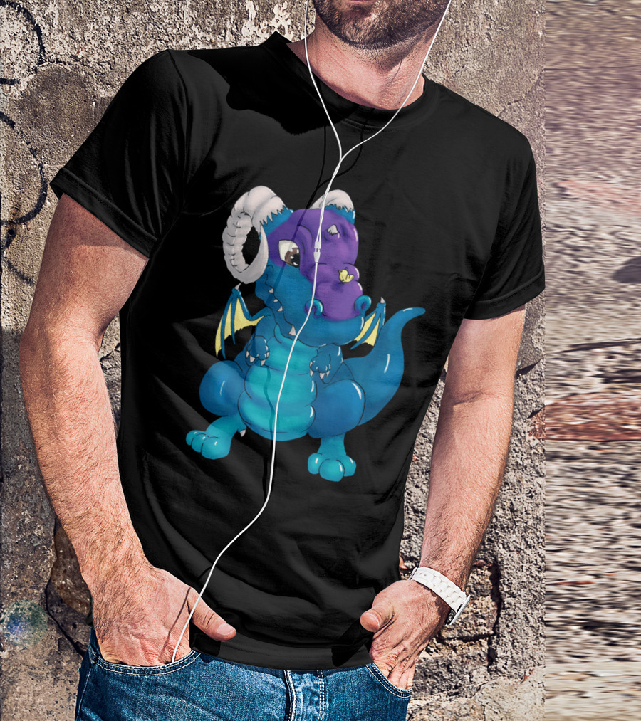 Ferdinand Blue And Purple Baby Dragon With Horns And Wings T-Shirt
