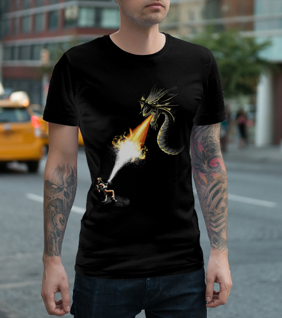 Fourscore A Firefight Dragon Battlefighter Scene T-Shirt