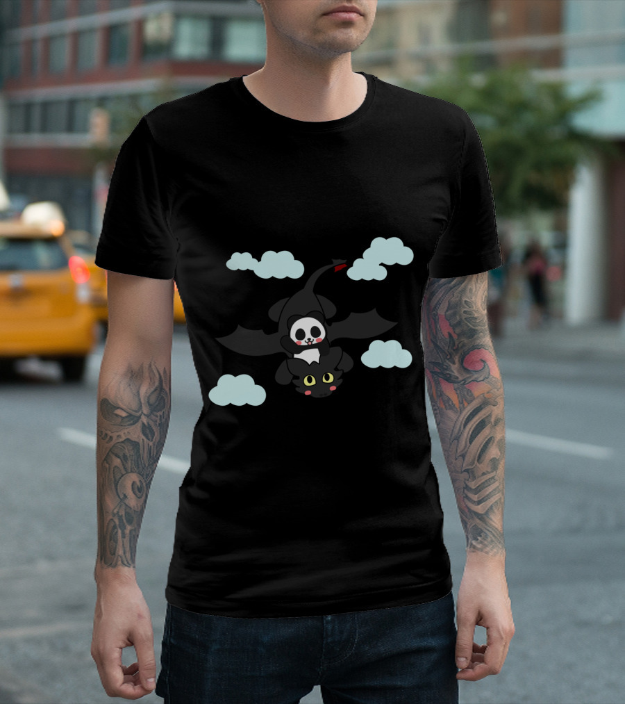 How Panda Flies With Dragon In The Clouds T-Shirt