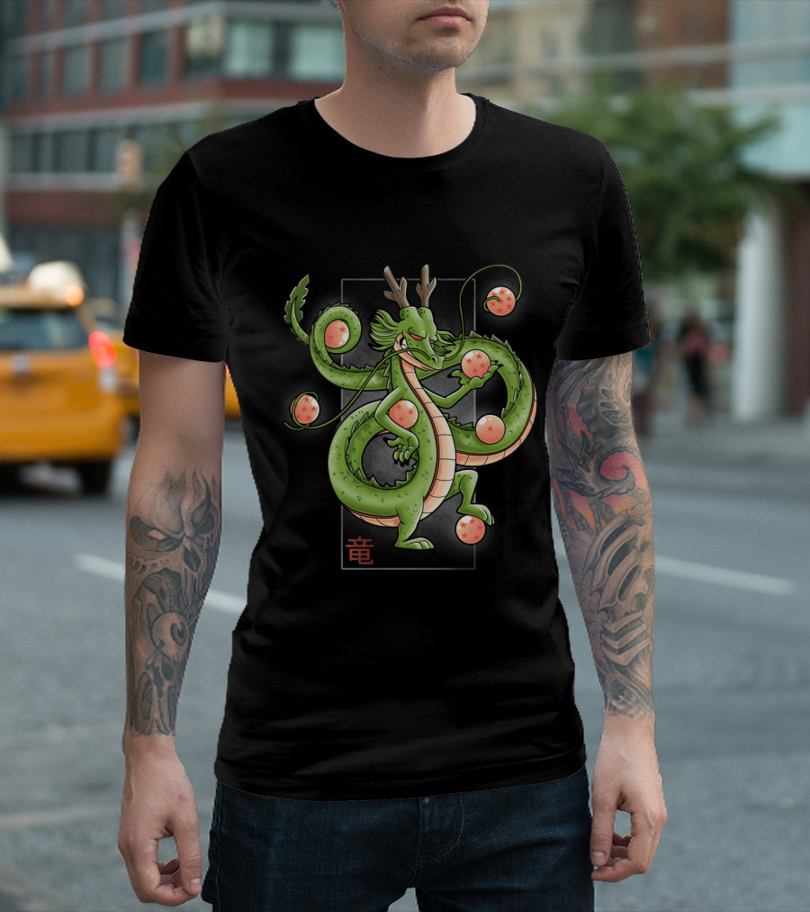 Shenron Dragon Collecting Dragon Balls Kanji T-Shirt