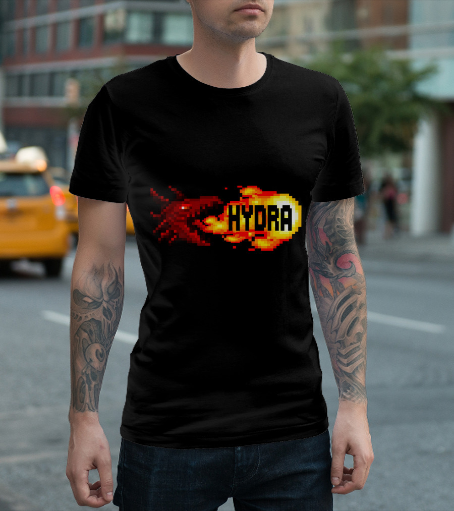 LilRedHydra Pixel Art Fire-Breathing Dragon Hydra T-Shirt