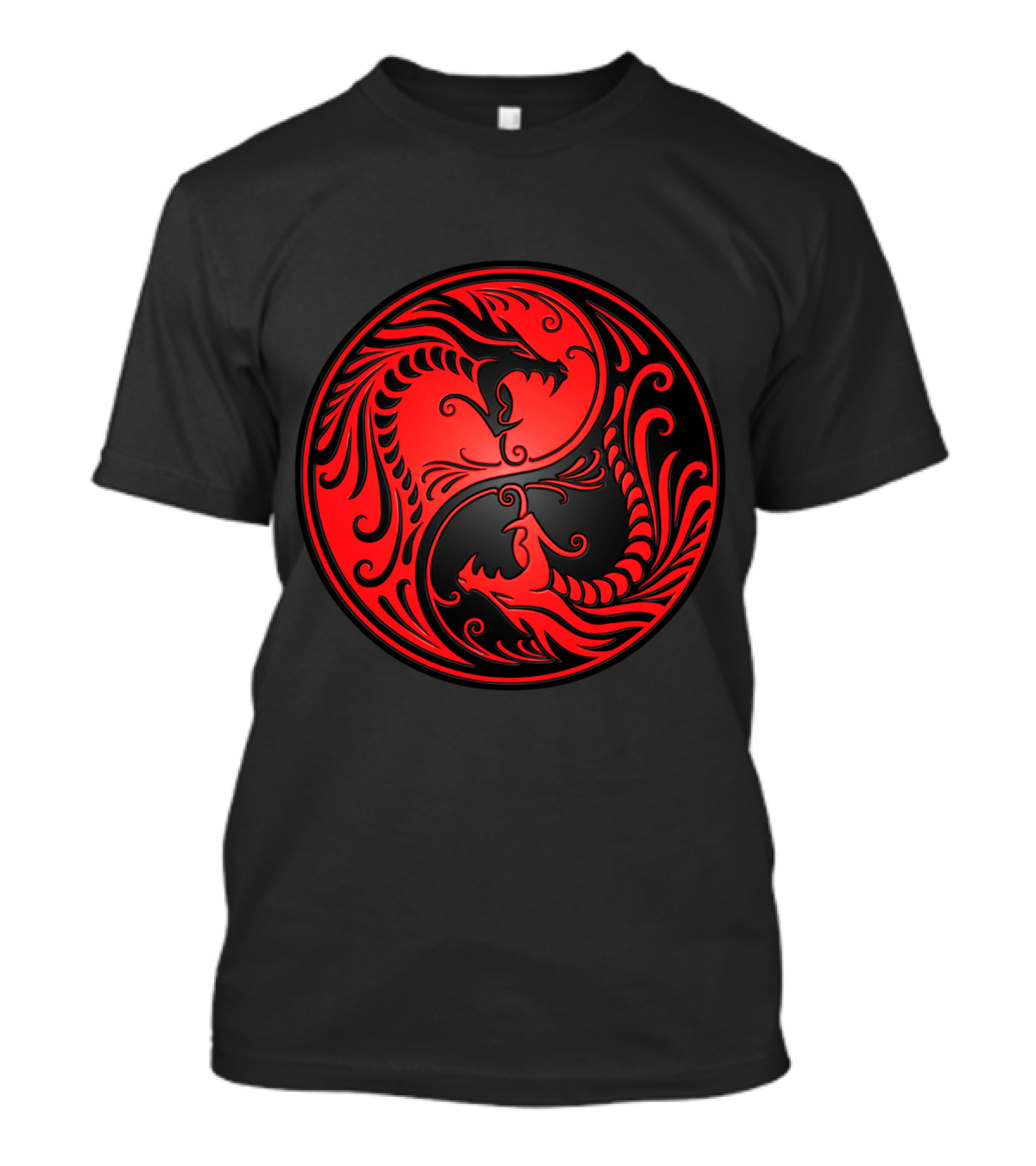 Yin Yang Red Black Dragons T-Shirt
