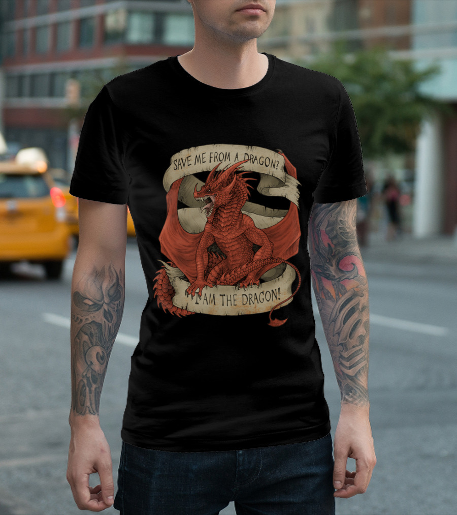 Save Me from a Dragon Red I Am the Dragon T-Shirt