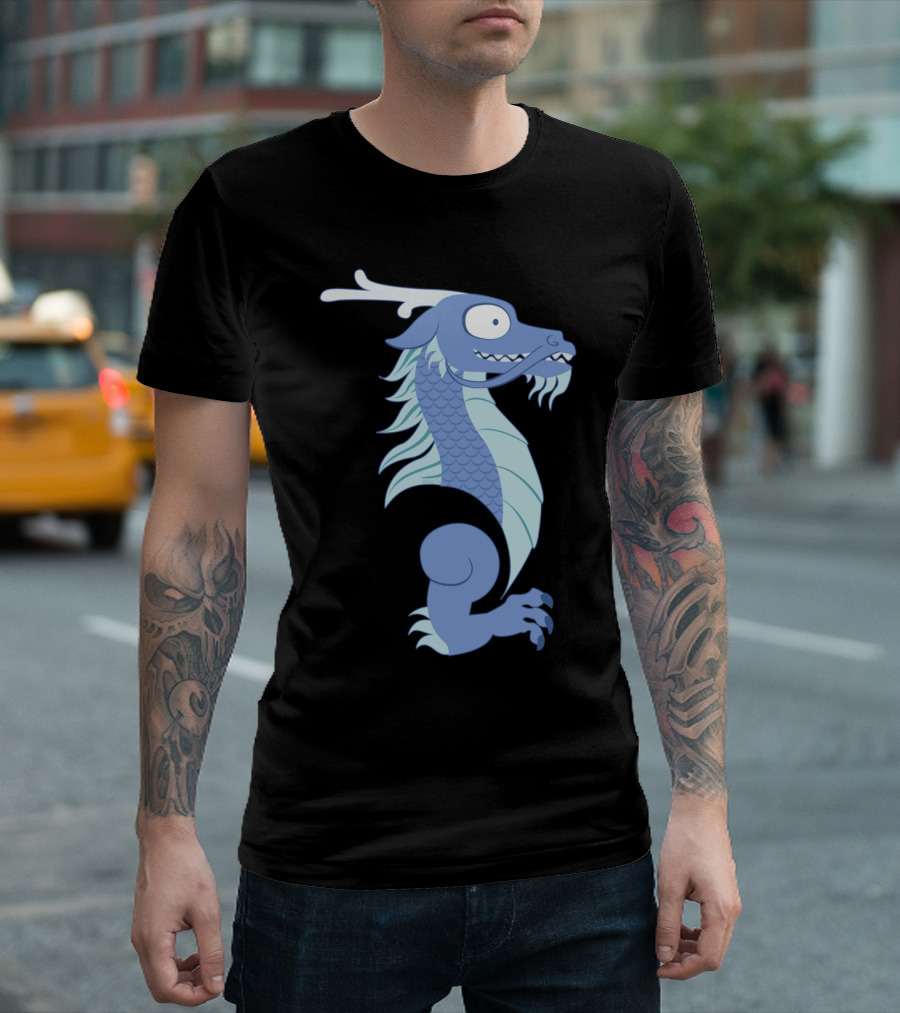 Silly Beasty The Ryu Comical Blue Dragon Character Cartoon T-Shirt